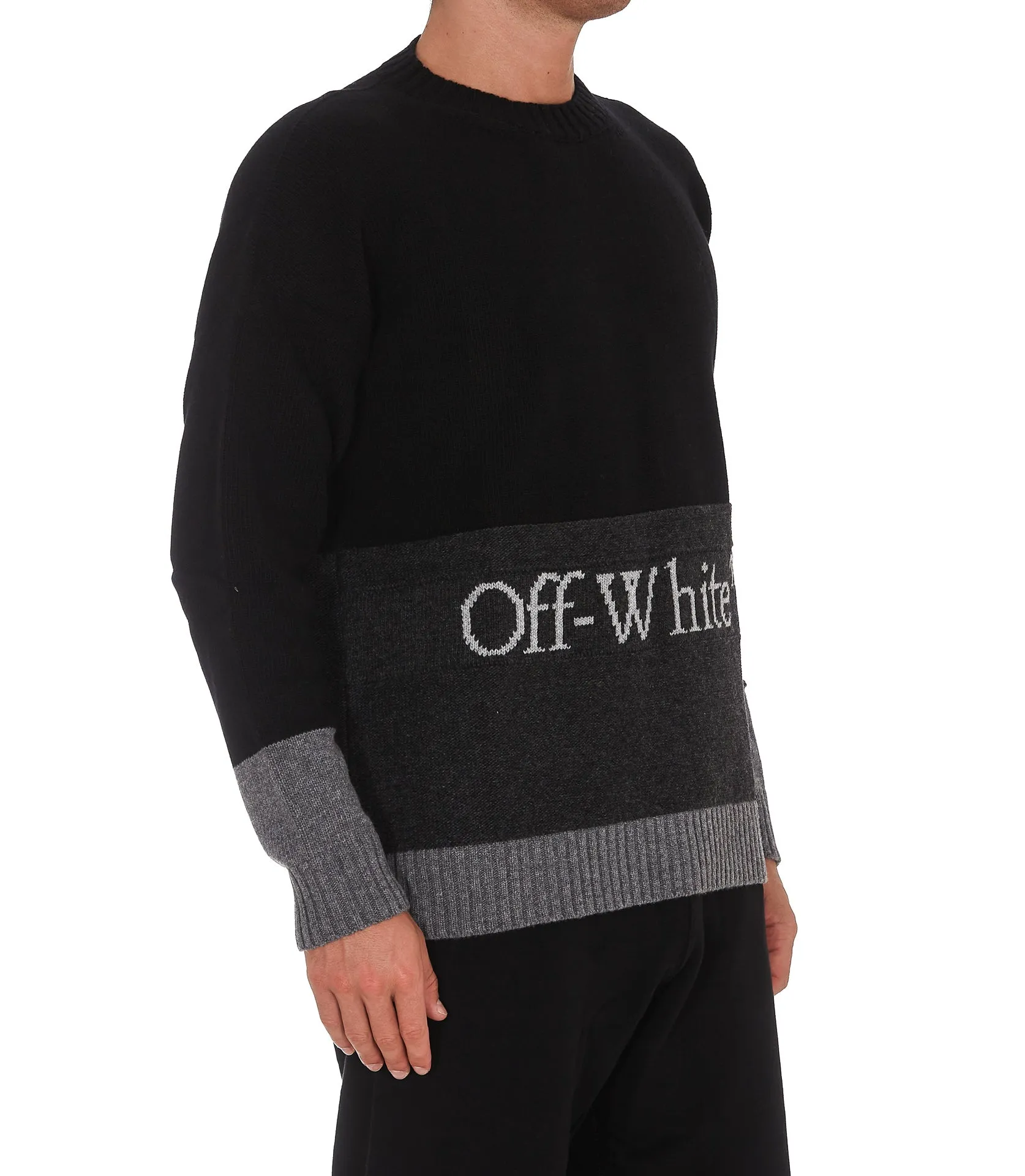 Off-White Logo Intarsia Knitted Jumper