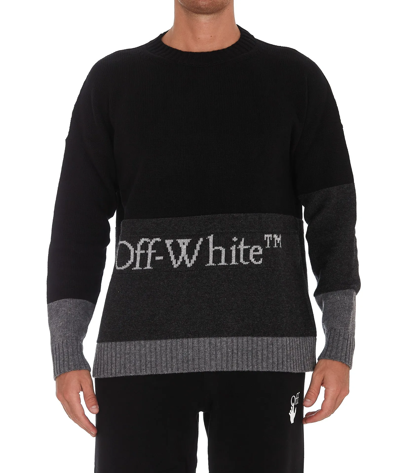 Off-White Logo Intarsia Knitted Jumper