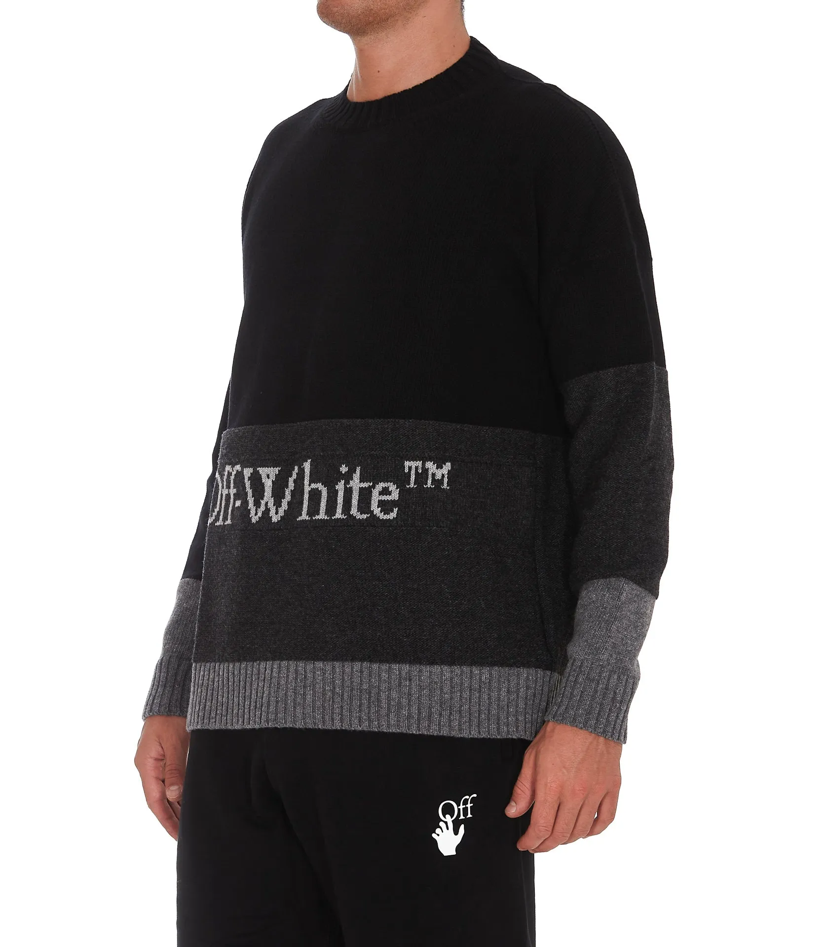 Off-White Logo Intarsia Knitted Jumper