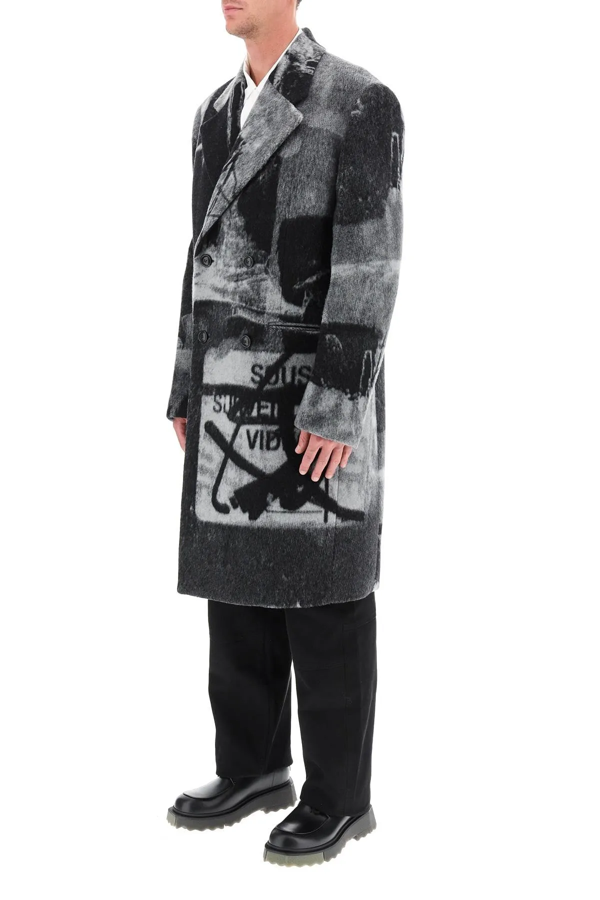 Off-White X Pablo Tomek Graffiti Double Breasted Coat