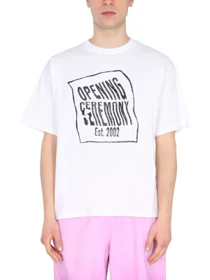 Opening Ceremony Warped Logo Printed T-Shirt