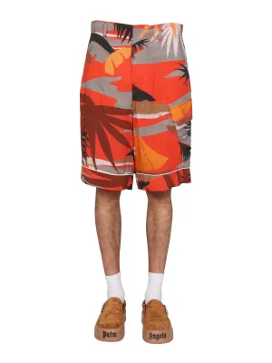 Palm Angels Graphic-Print Straight Leg Shorts