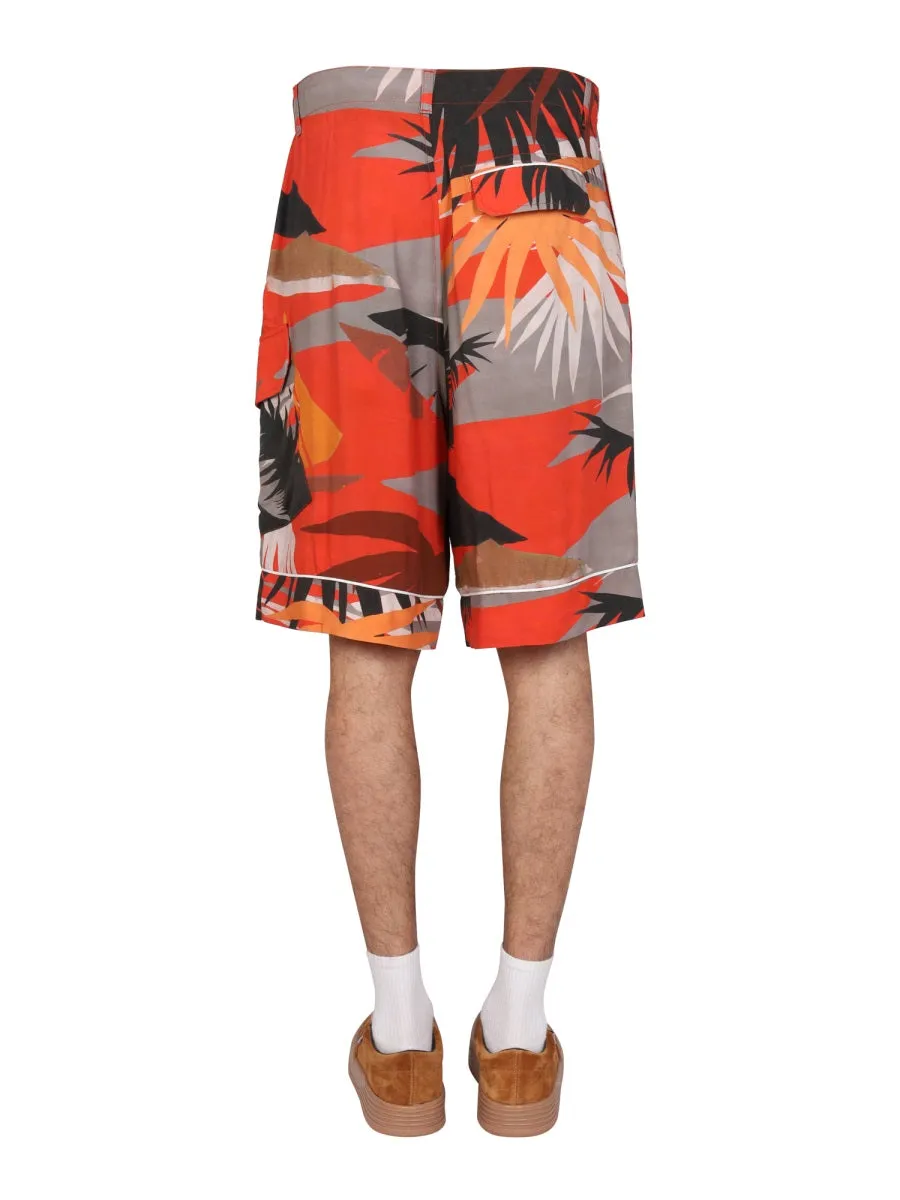 Palm Angels Graphic-Print Straight Leg Shorts