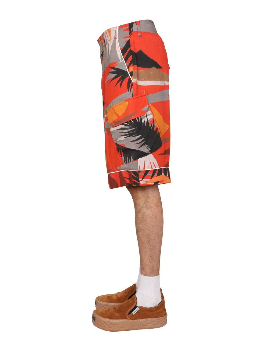 Palm Angels Graphic-Print Straight Leg Shorts