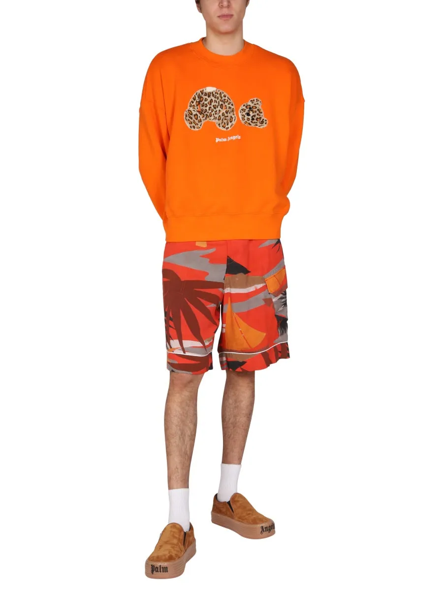 Palm Angels Graphic-Print Straight Leg Shorts