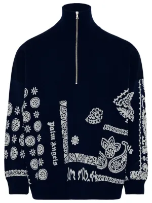 Palm Angels Intarsia Knit High Neck Sweater