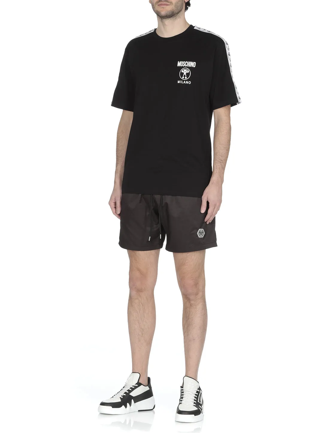 Philipp Plein Hexagon Logo Patch Drawstring Swim Shorts
