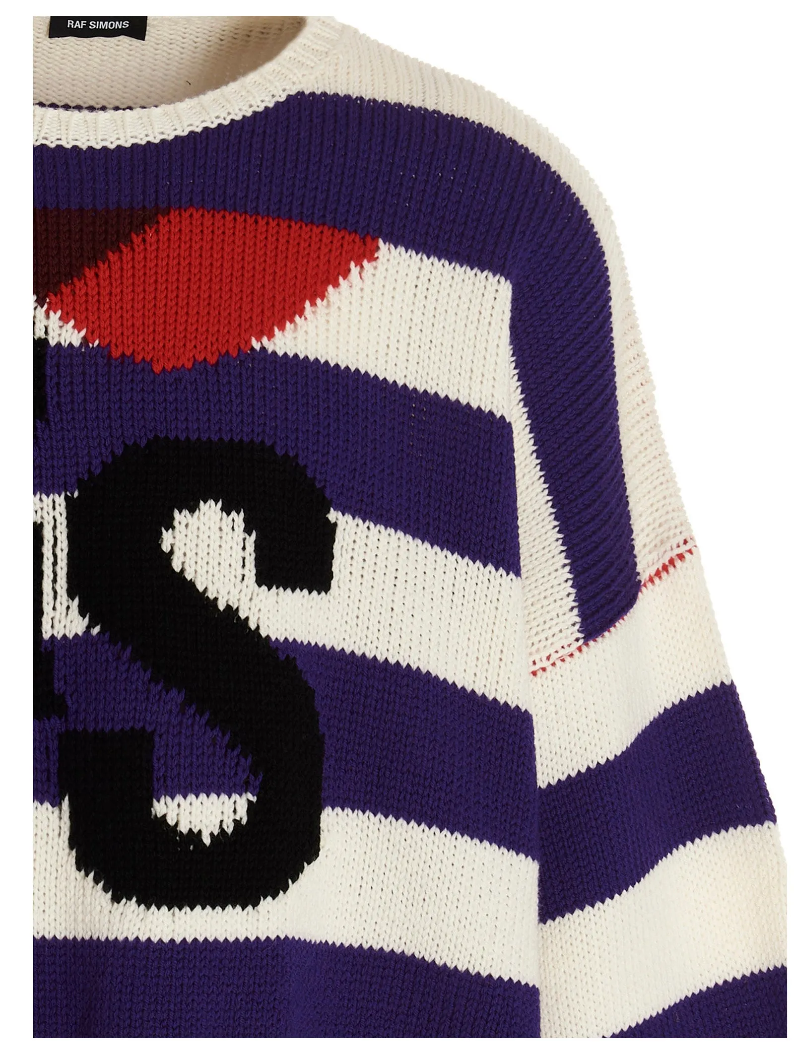 Raf Simons Logo Intarsia Striped Knitted Jumper