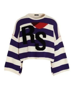 Raf Simons Logo Intarsia Striped Knitted Jumper