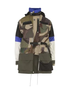 Sacai Colour-Block Drawstring Coat