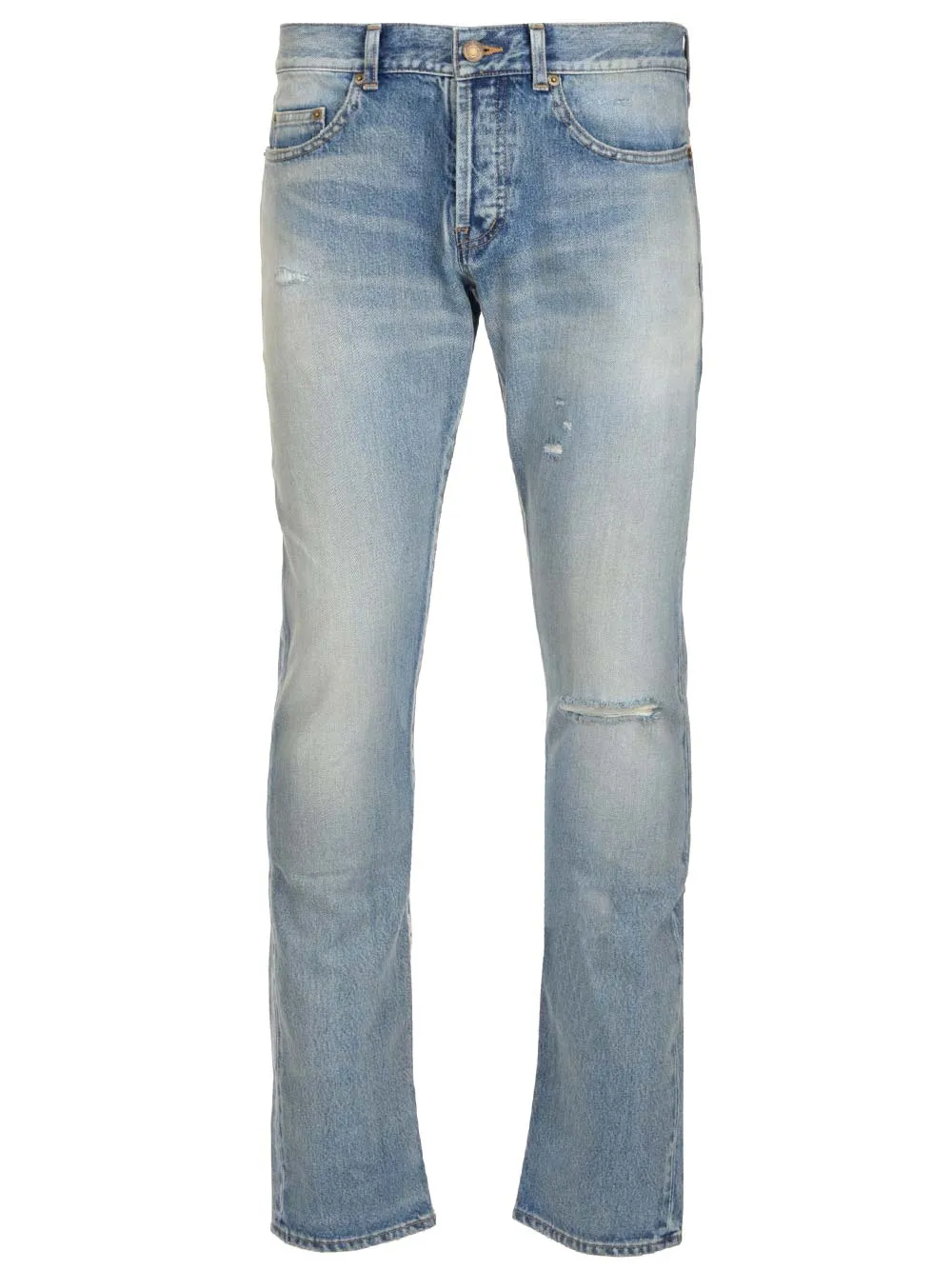 Saint Laurent Button Detailed Straight Leg Jeans