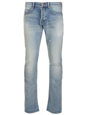 Saint Laurent Button Detailed Straight Leg Jeans