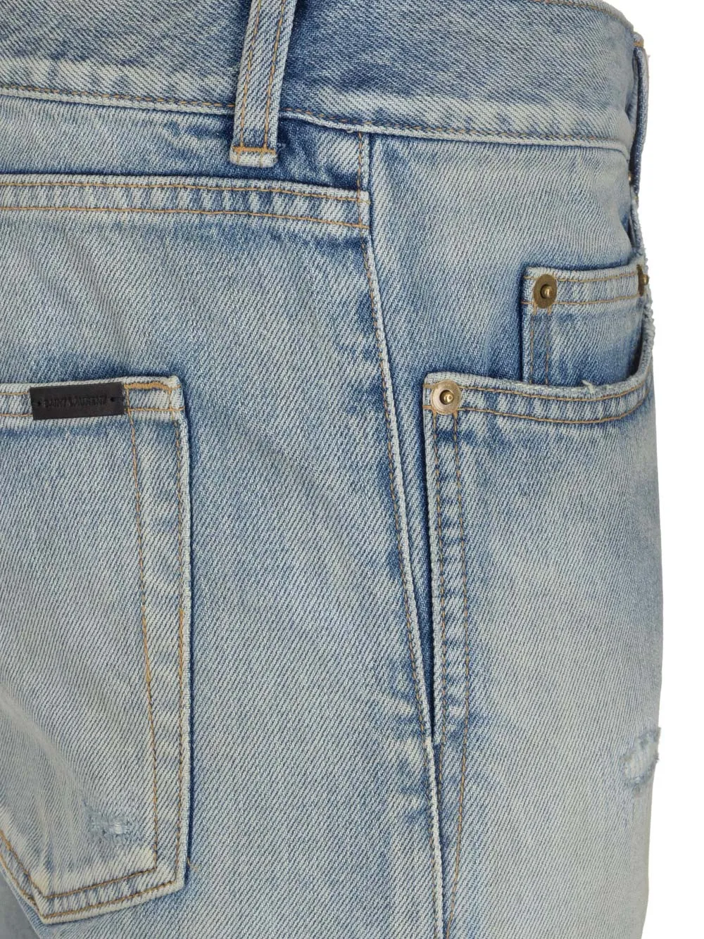 Saint Laurent Button Detailed Straight Leg Jeans