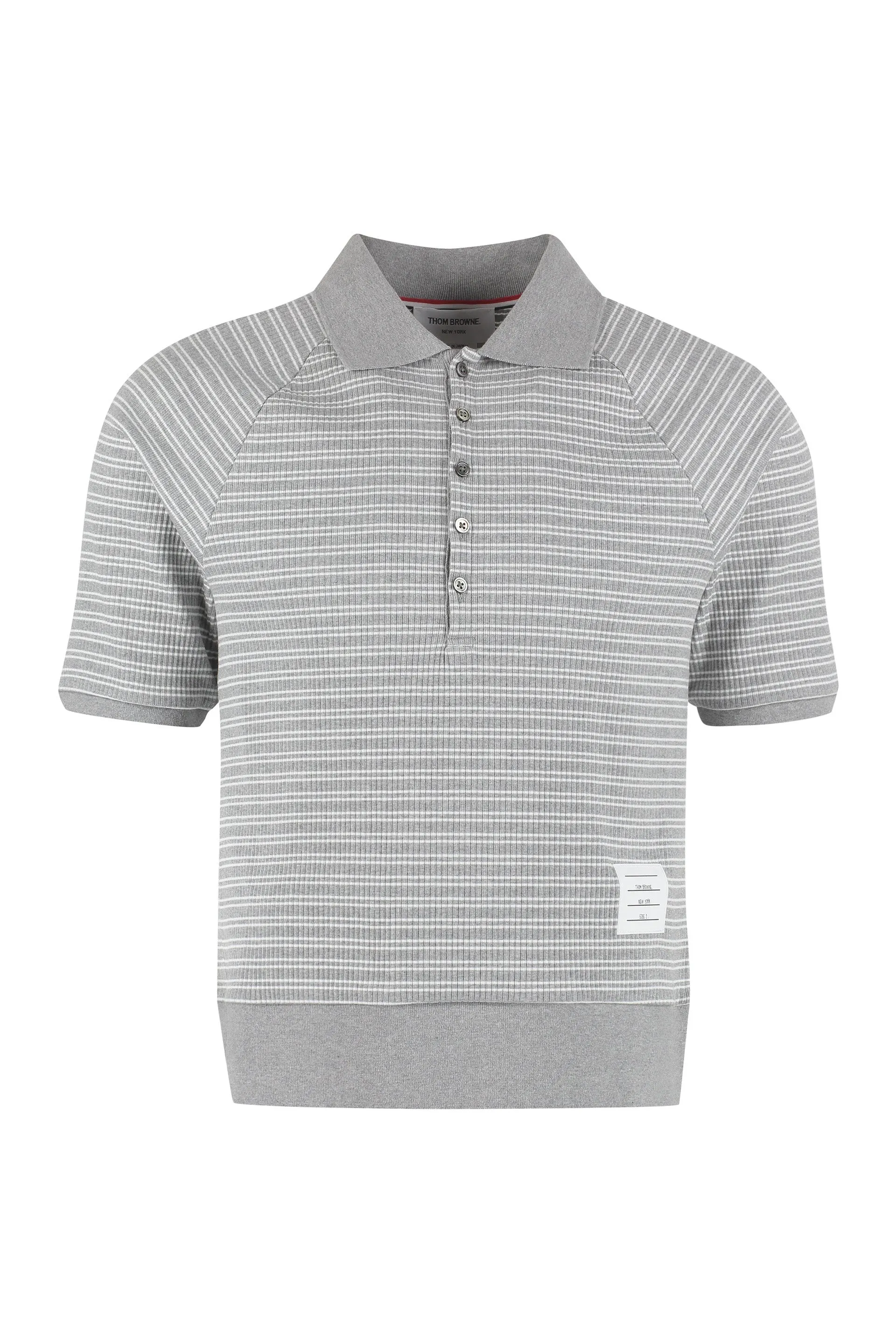 Thom Browne Striped Knitted Polo Shirt