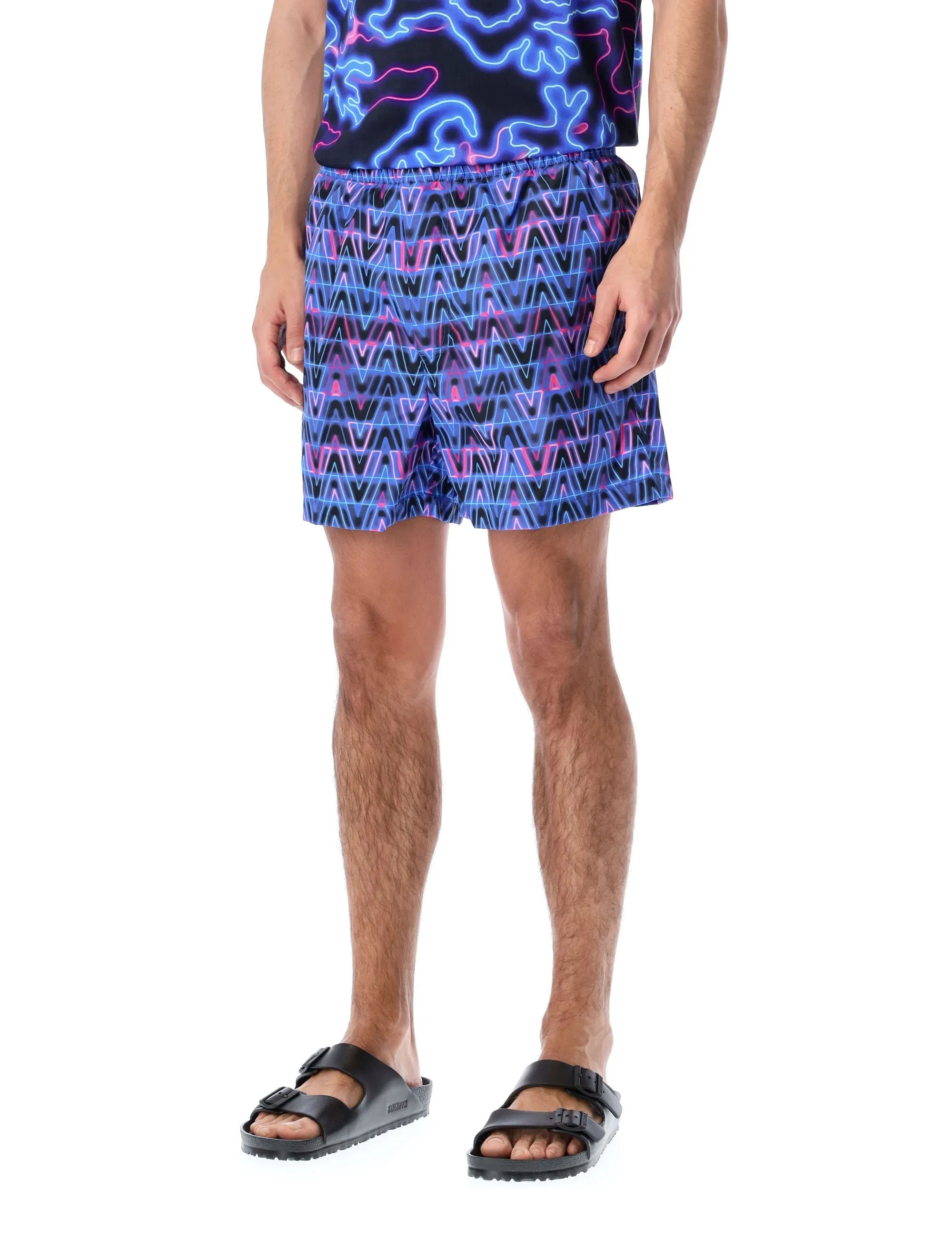Valentino All-Over Logo Printed Swim Shorts