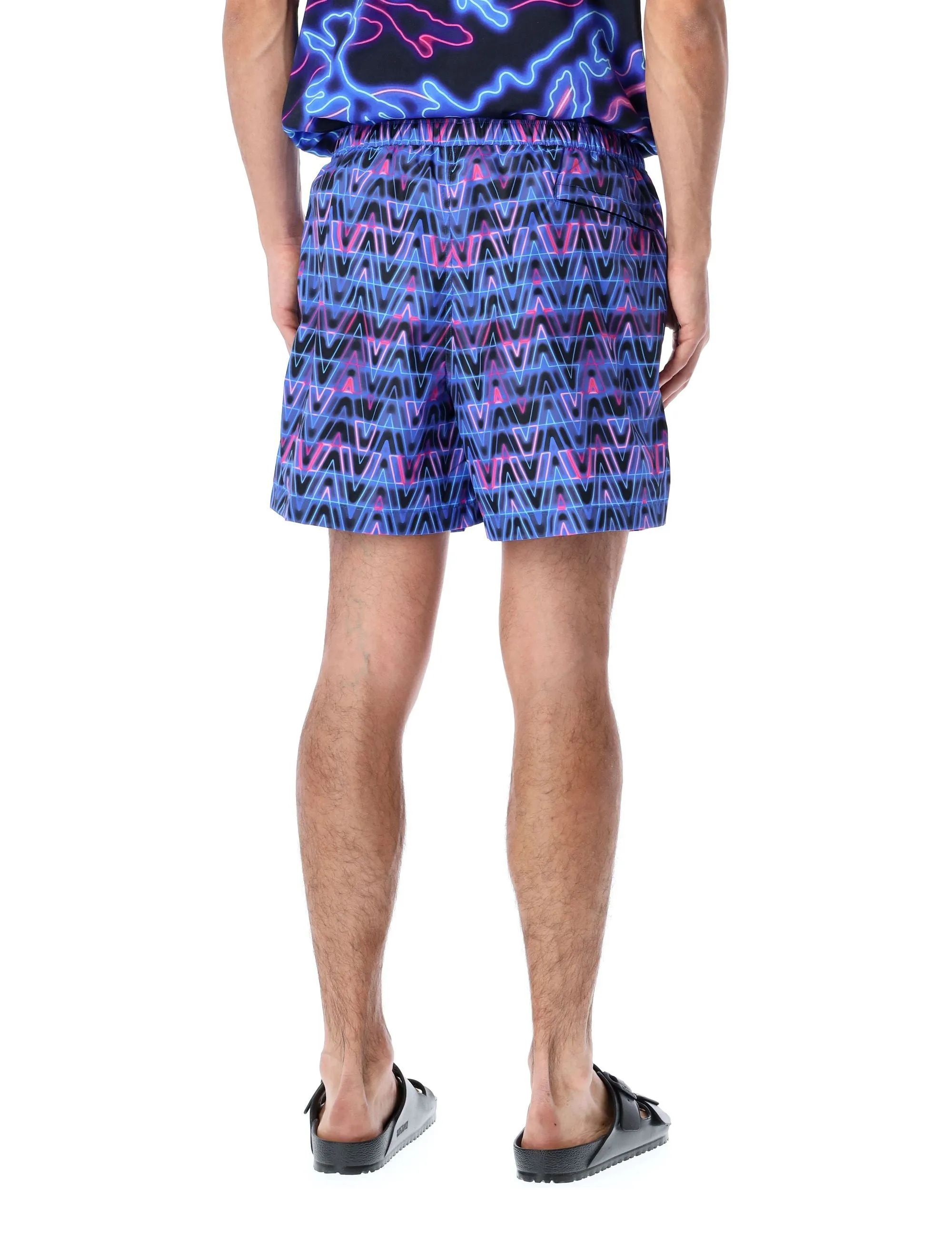 Valentino All-Over Logo Printed Swim Shorts