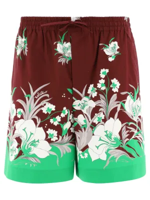 Valentino Floral-Printed Wide Leg Shorts