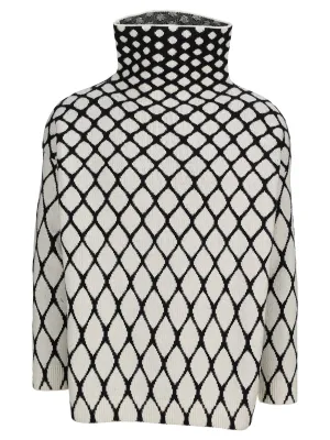 Valentino High-Neck Intarsia Sweater