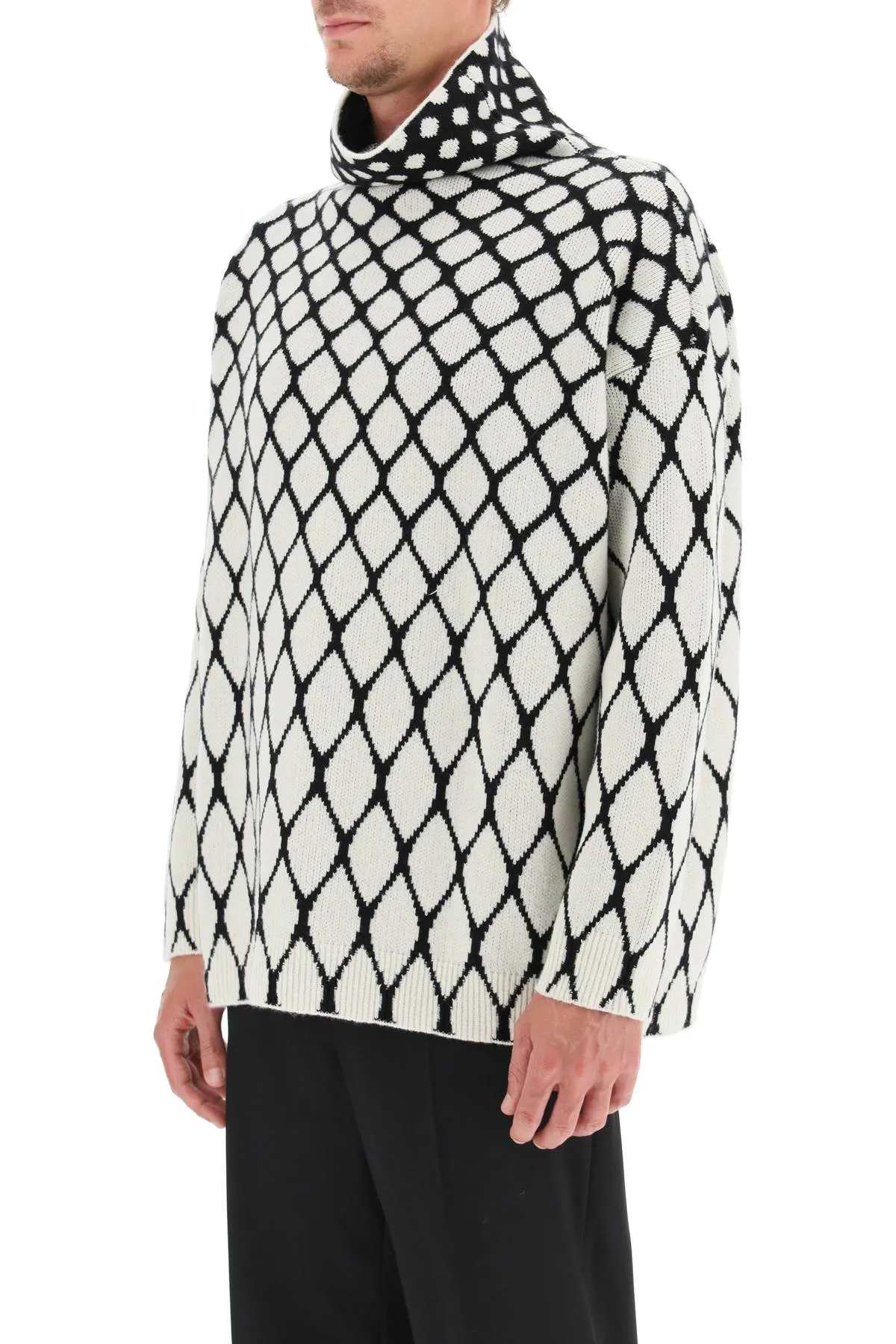Valentino High-Neck Intarsia Sweater