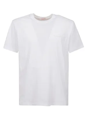 Valentino Logo Embossed Crewneck T-Shirt