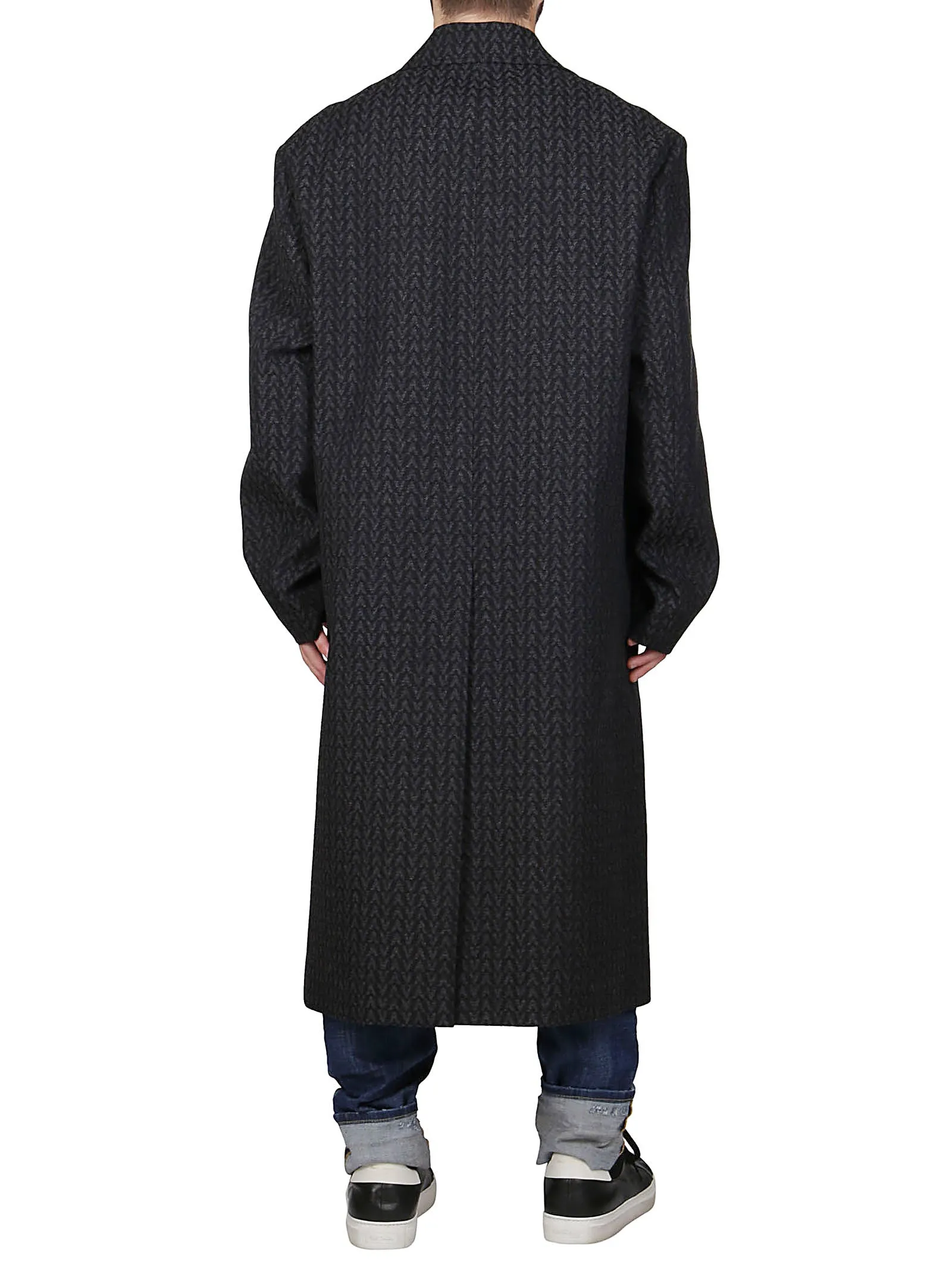 Valentino Optical Motif Single-Breasted Coat