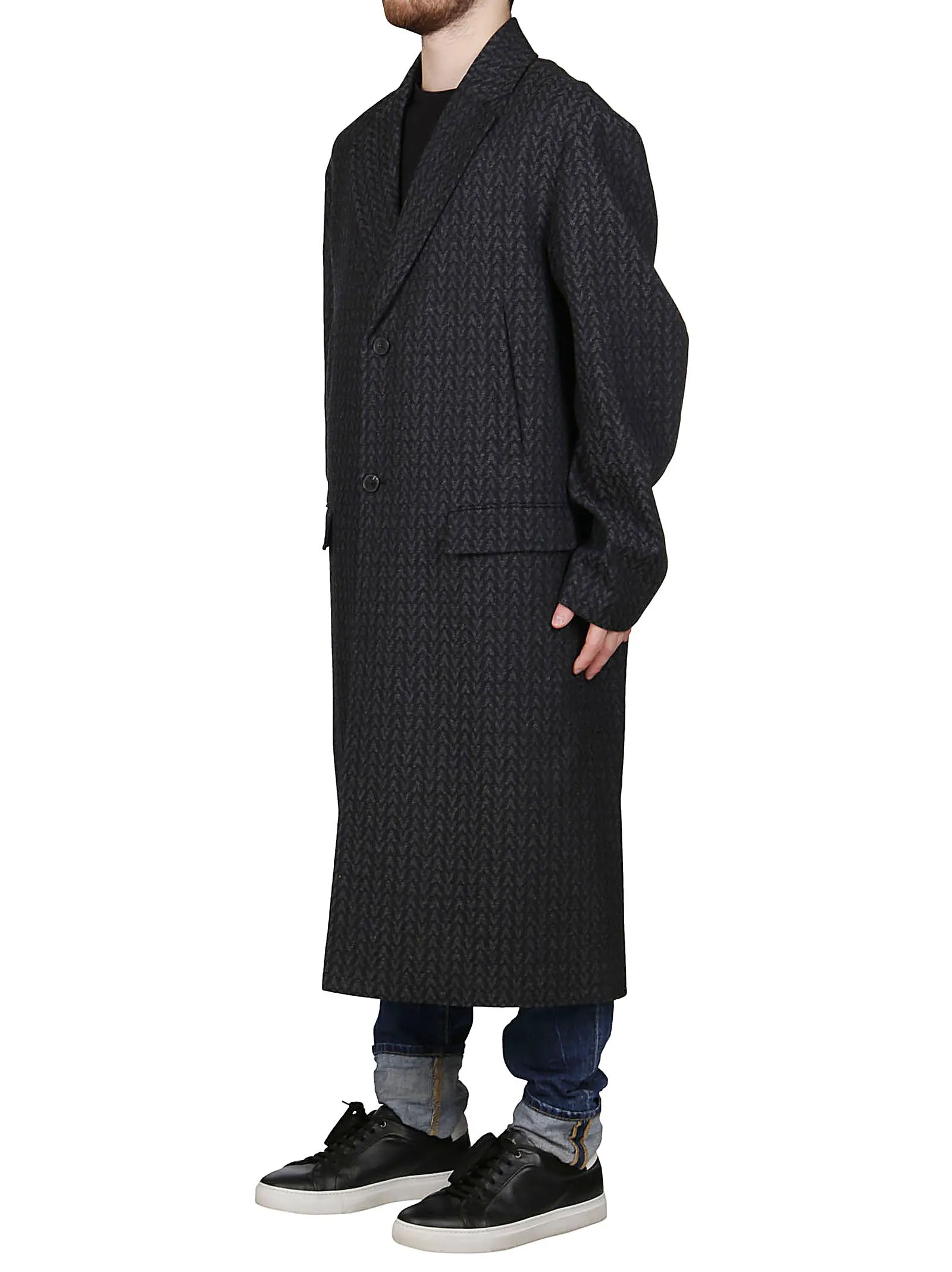 Valentino Optical Motif Single-Breasted Coat