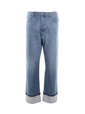 Valentino VLogo Patch Straight Leg Jeans