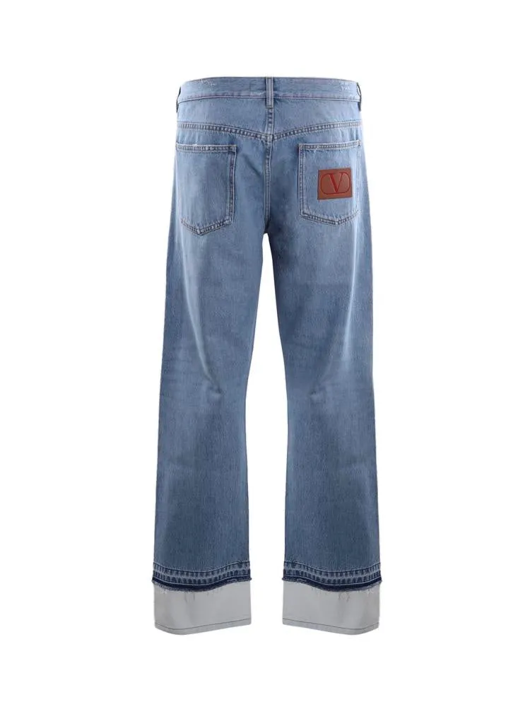 Valentino VLogo Patch Straight Leg Jeans