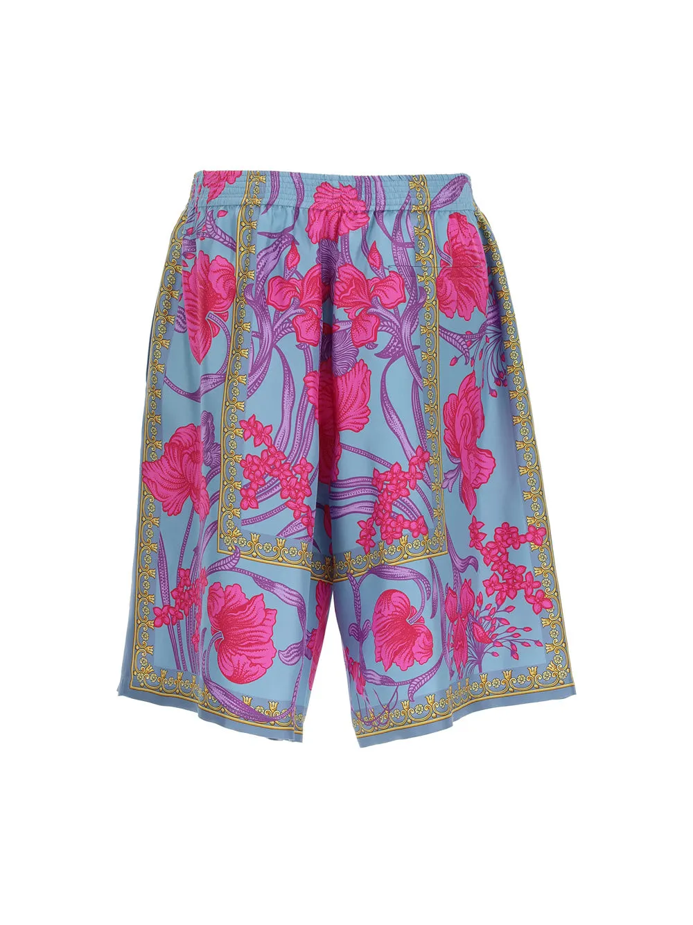 Versace Acid Bouquet Pattern Straight Leg Shorts
