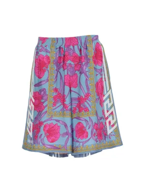 Versace Acid Bouquet Pattern Straight Leg Shorts