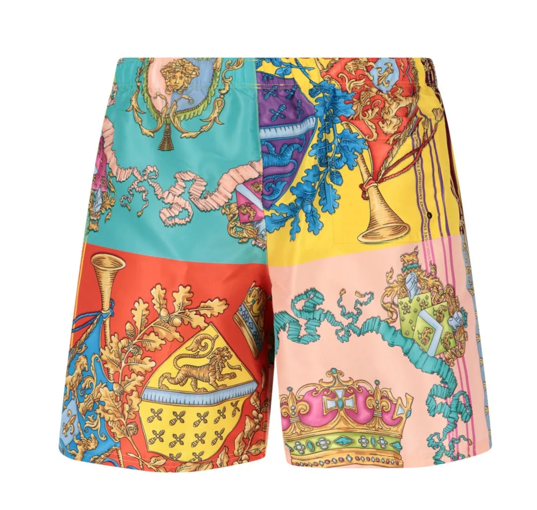 Versace Allover Graphic Printed Drawstring Swim Shorts