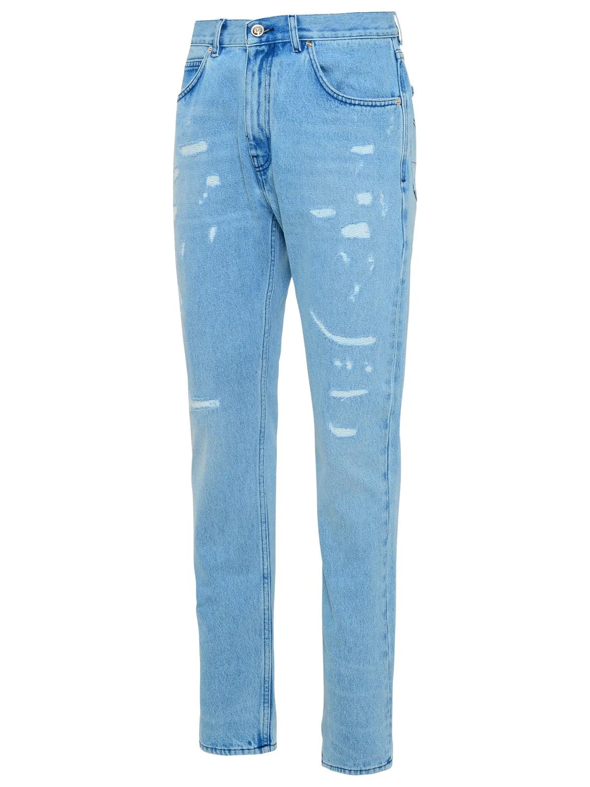Versace Distressed Straight Leg Jeans