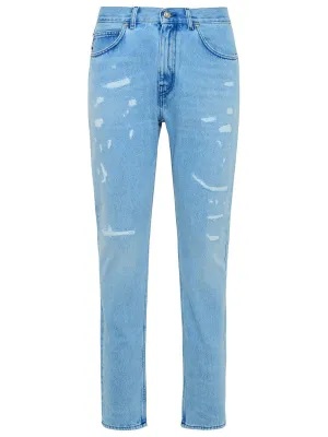 Versace Distressed Straight Leg Jeans