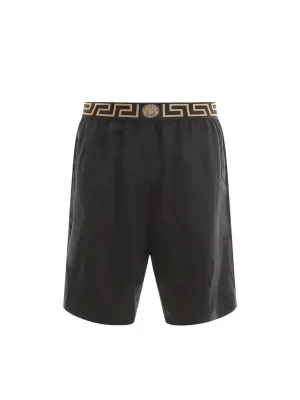 Versace Elasticated Waistband La Greca Printed Bermuda Shorts