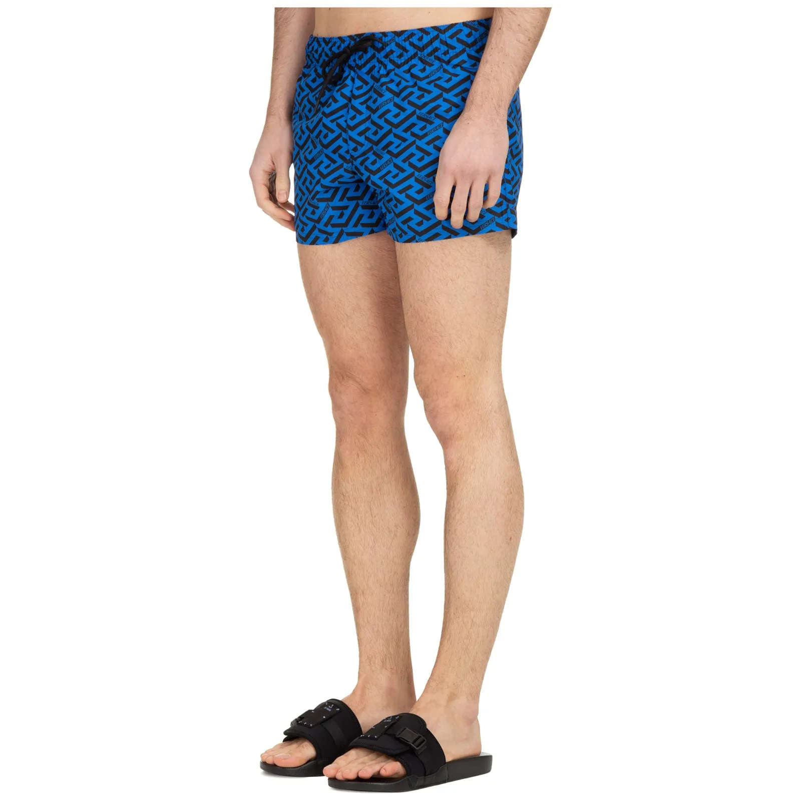 Versace Greca Logo Printed Drawstring Swim Shorts