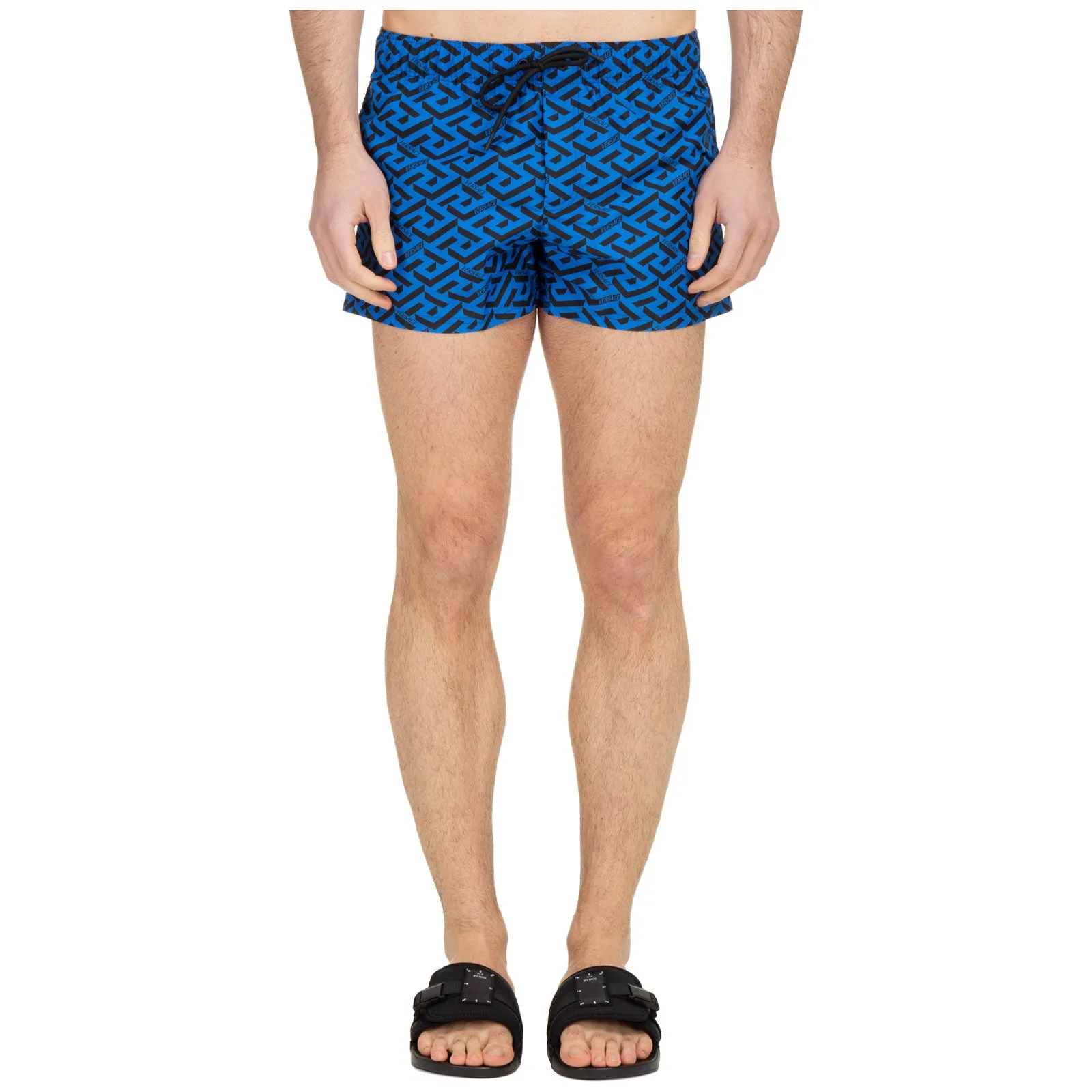 Versace Greca Logo Printed Drawstring Swim Shorts