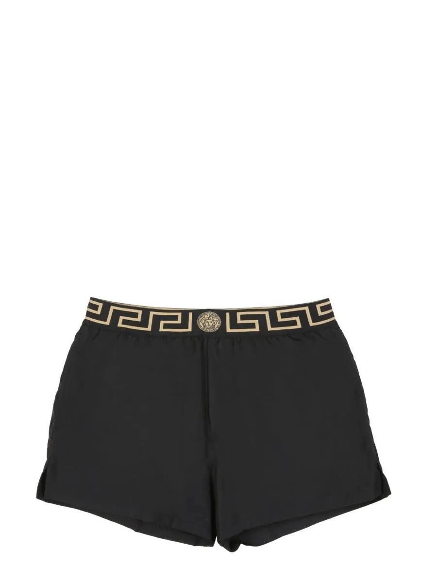 Versace Greca Logo Stretched Swim Shorts