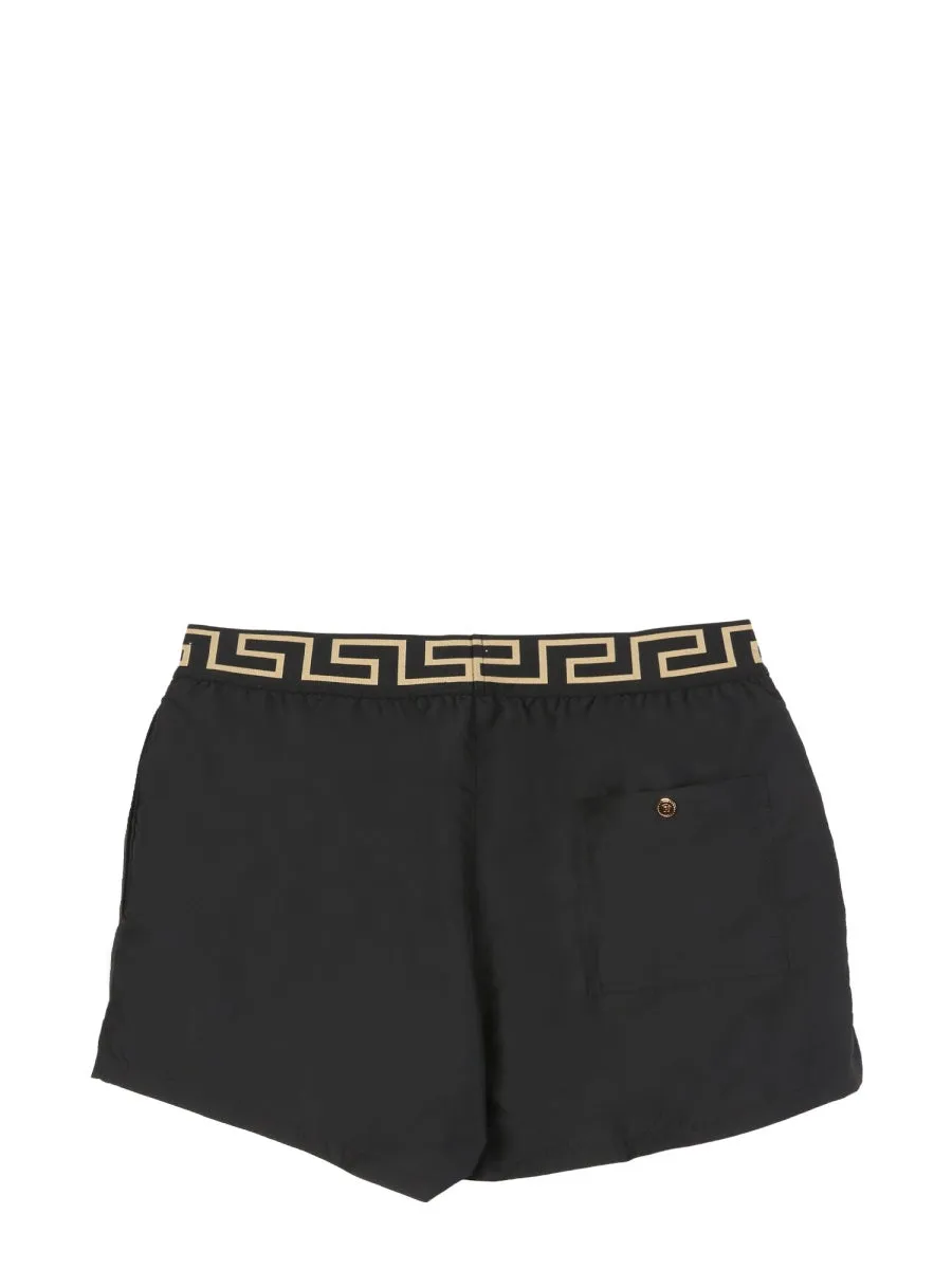 Versace Greca Logo Stretched Swim Shorts