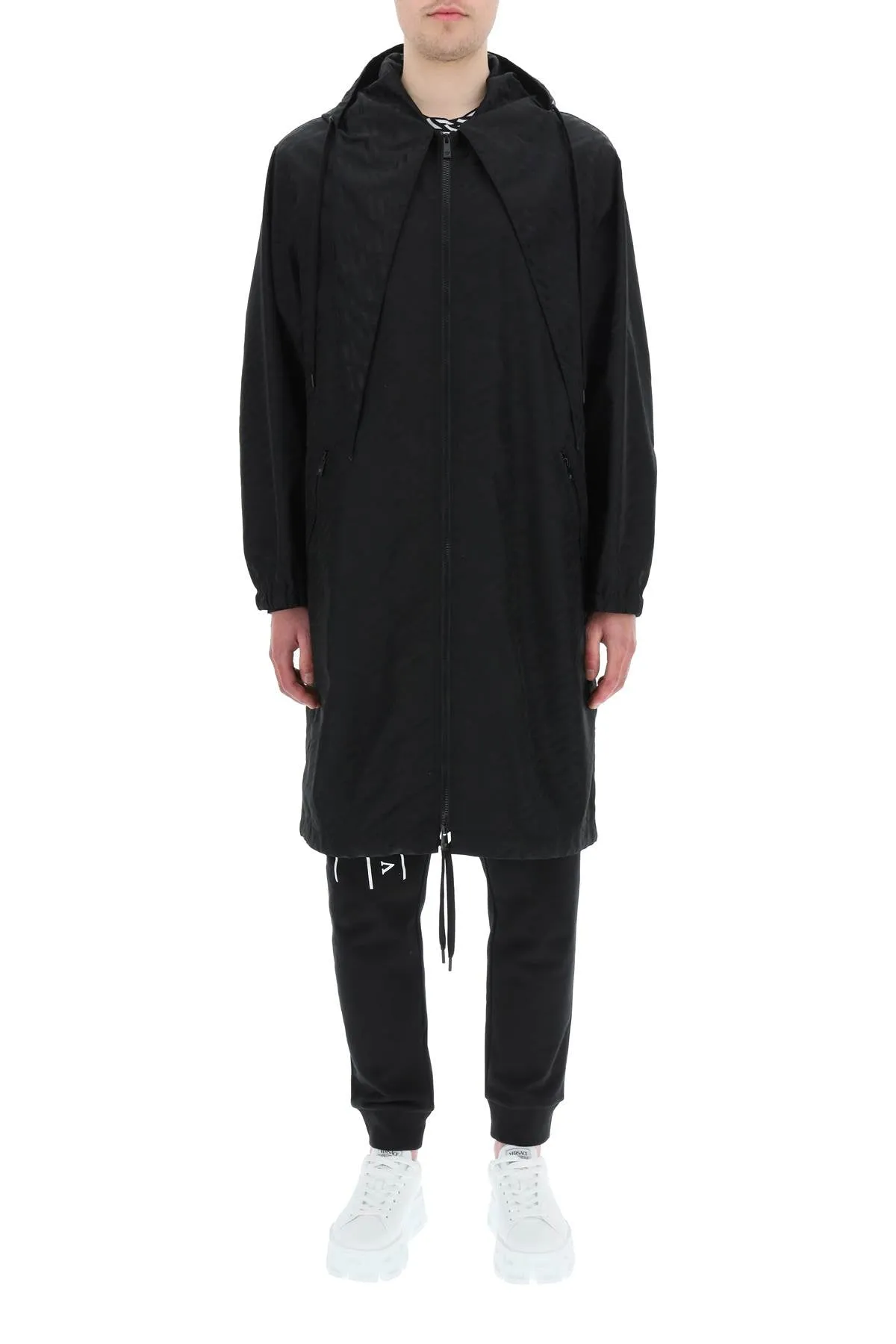 Versace Jacquard Zip-Up Parka Coat
