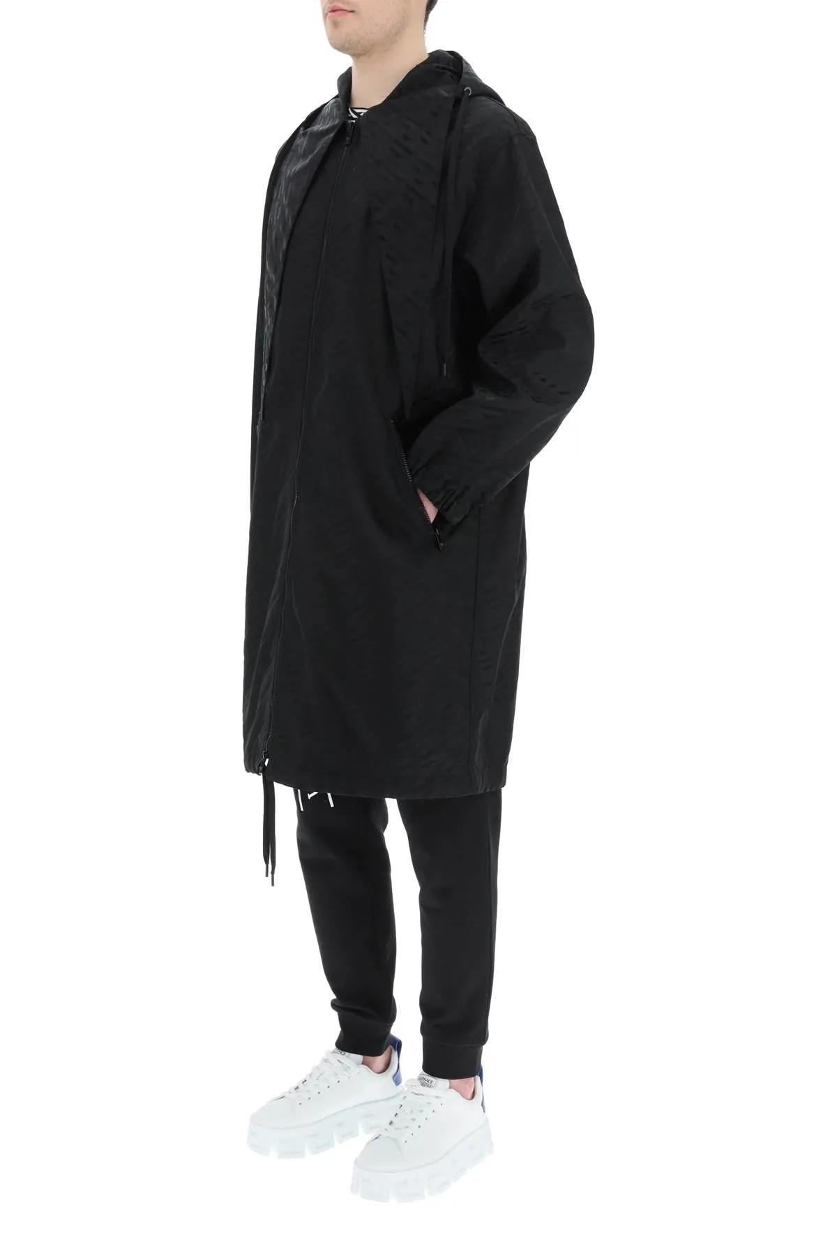 Versace Jacquard Zip-Up Parka Coat