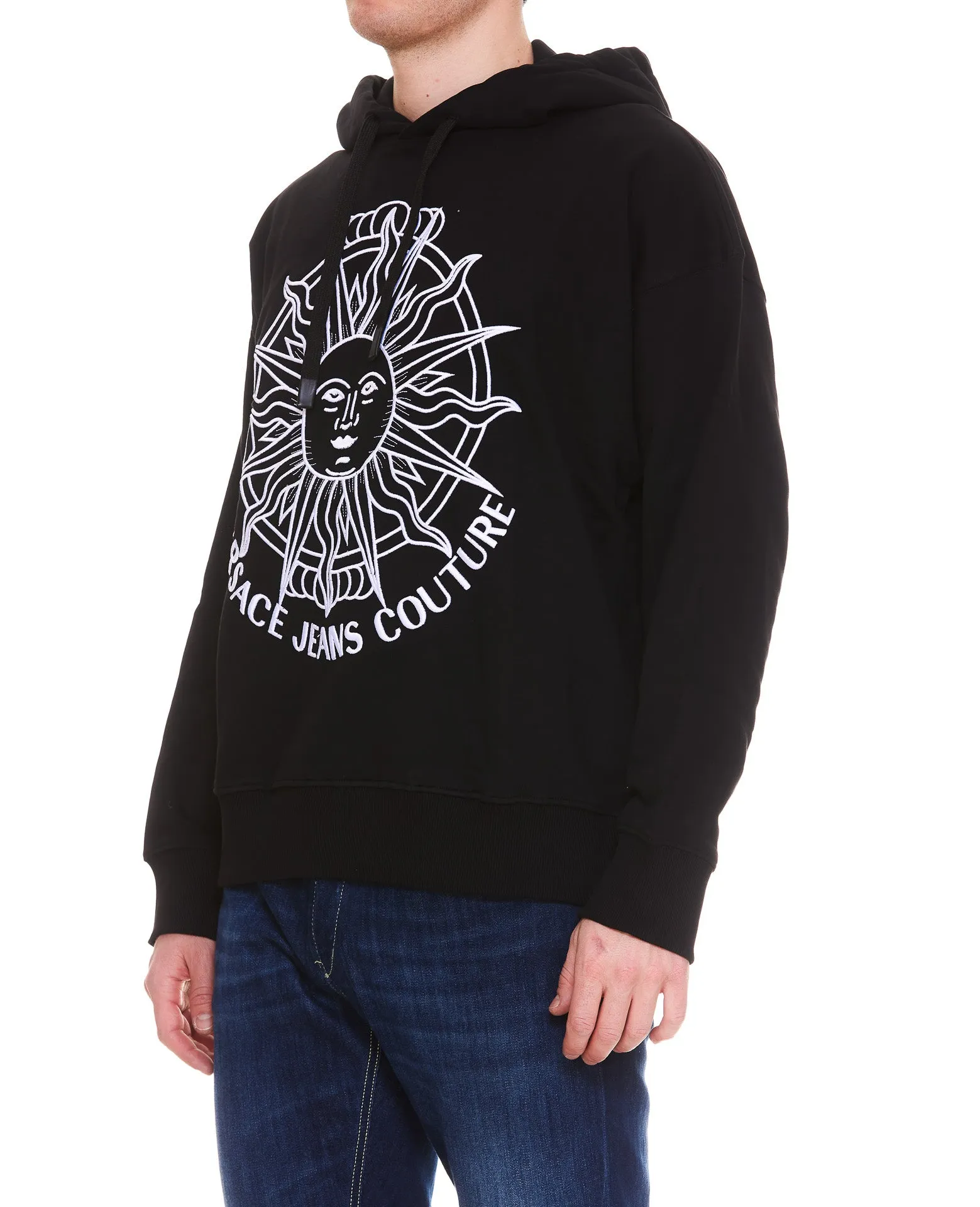 Versace Jeans Couture Garland Sun Embroidered Drawstring Hoodie