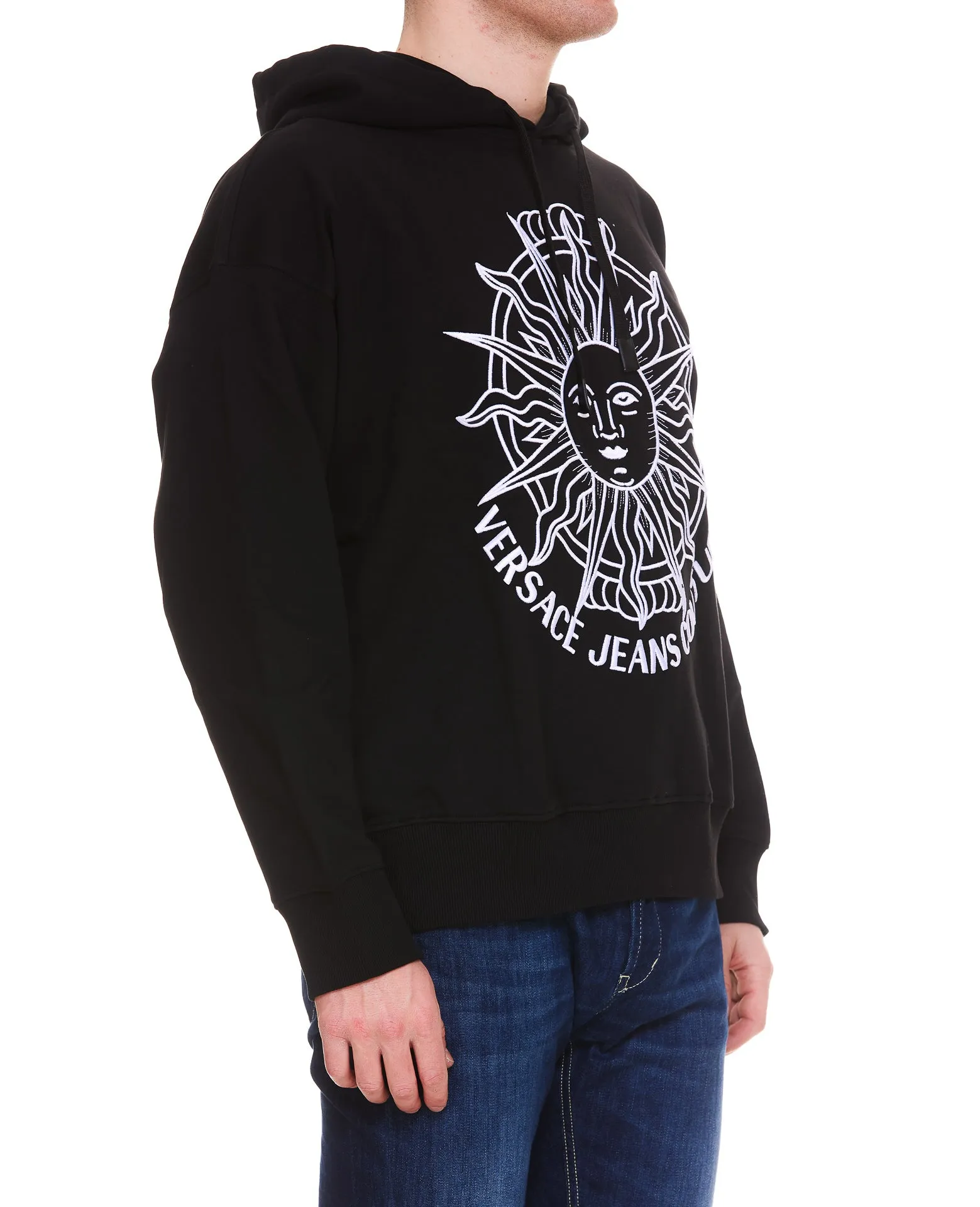 Versace Jeans Couture Garland Sun Embroidered Drawstring Hoodie
