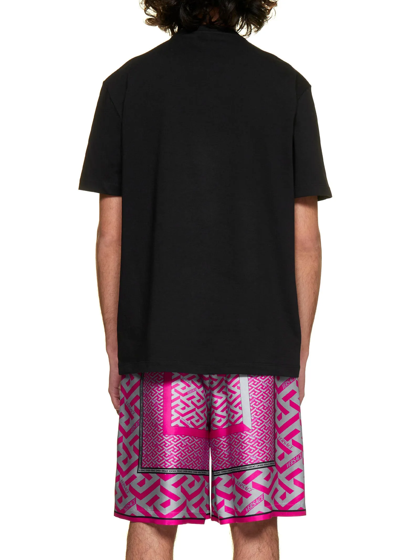Versace La Greca Panelled-Print Wide Leg Shorts