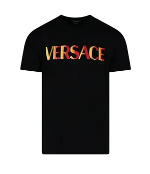 Versace Logo Embroidered Crewneck T-Shirt