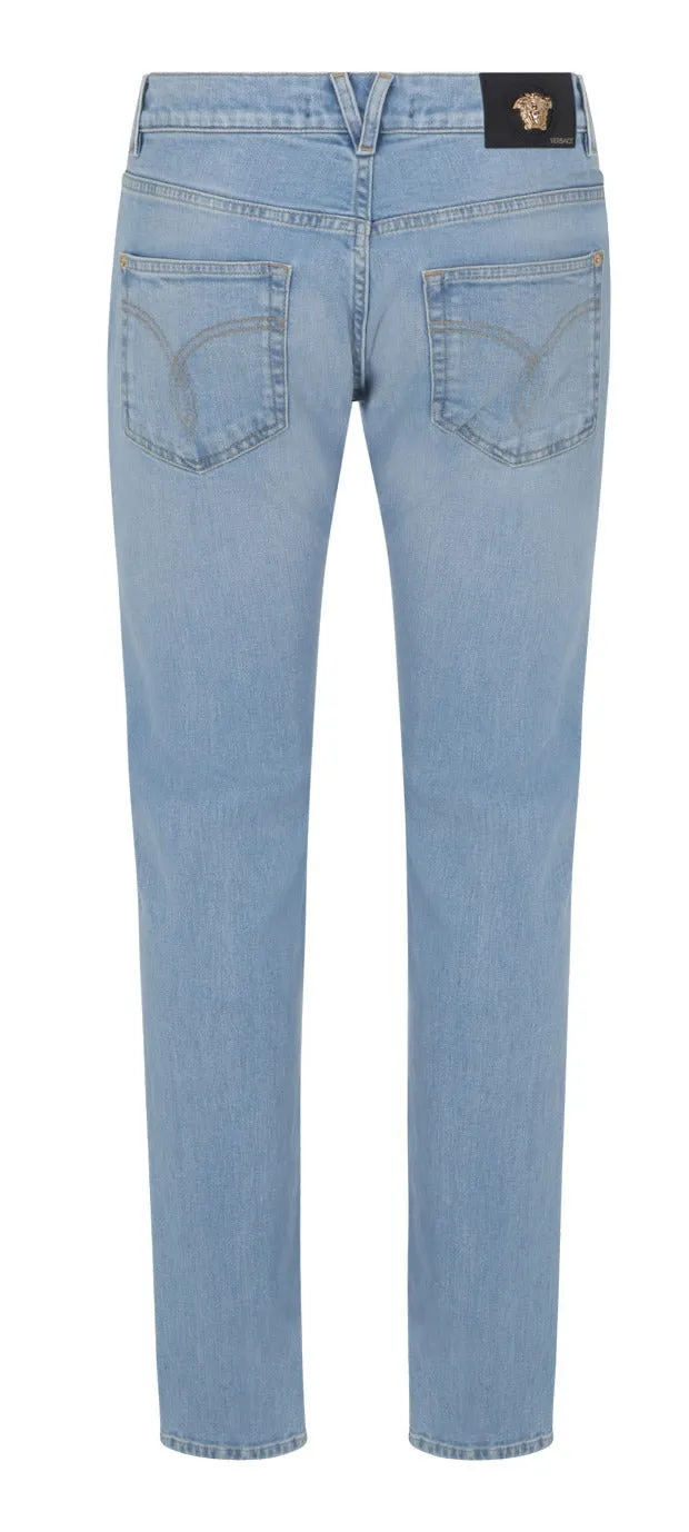 Versace Logo Patch Low Waist Jeans