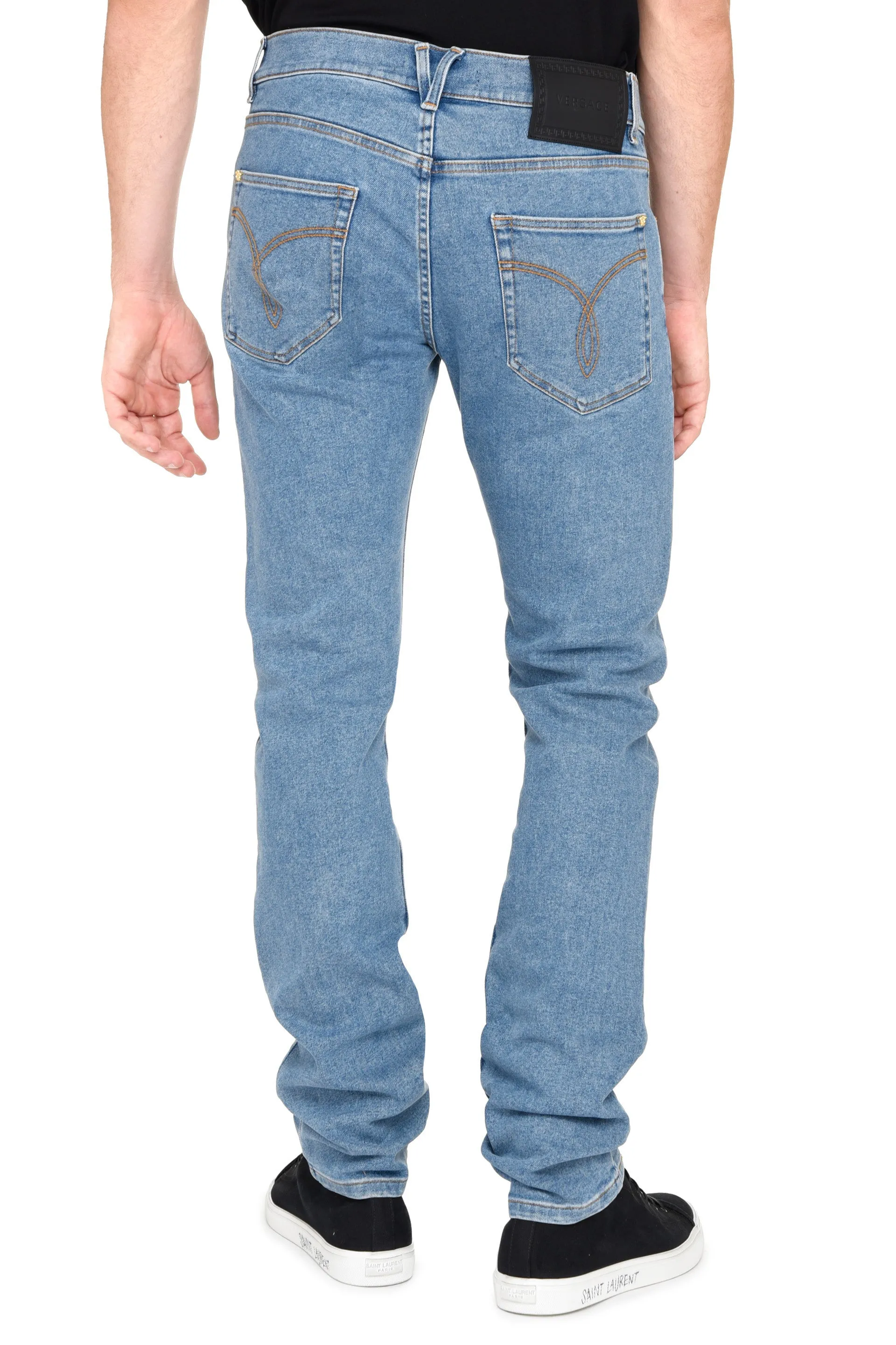 Versace Logo Patch Straight-Leg Jeans
