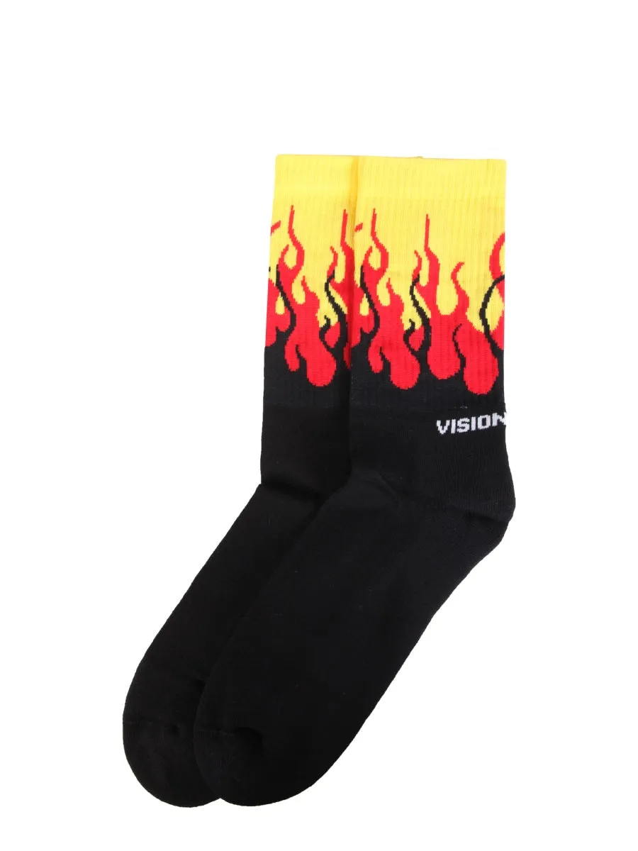 Vision Of Super Flame Logo Intasia Crew Socks
