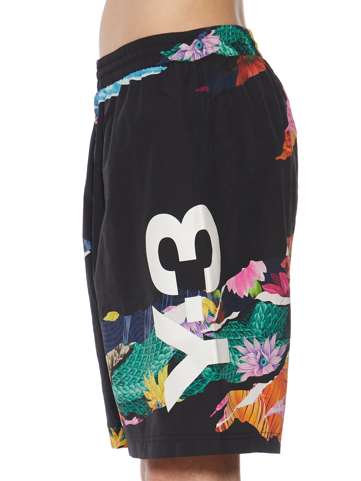 Y-3 Aop Logo Printed Swim Shorts