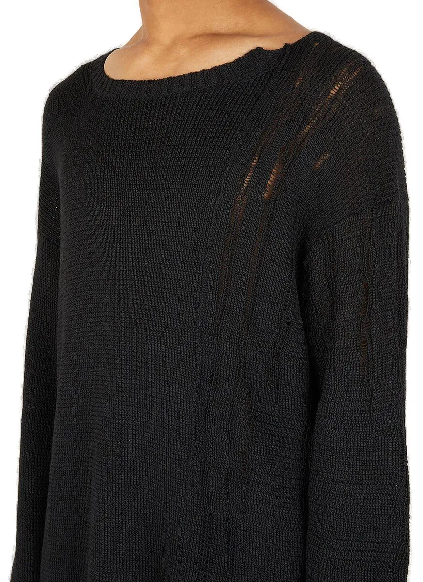 Yohji Yamamoto Distressed Long-Sleeve Knitted Sweater