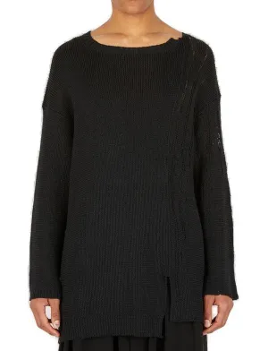 Yohji Yamamoto Distressed Long-Sleeve Knitted Sweater